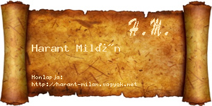 Harant Milán névjegykártya